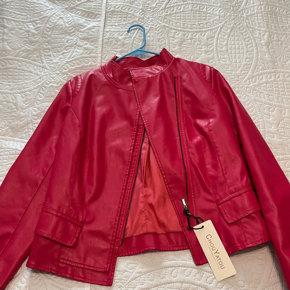 Women’s Medium Hot Pink Pleather Jacket NWT